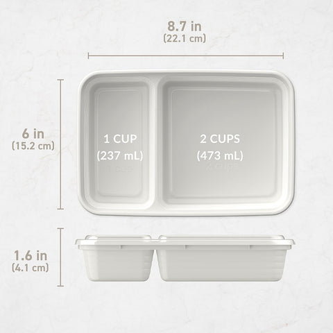Prep 2 Compartment Container 10 Pack - Whisper Grey