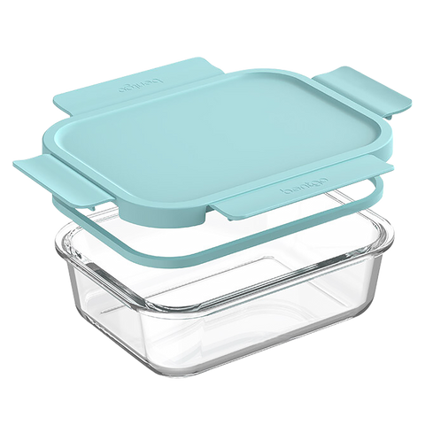8 Piece Rectangle Glass Food Storage Set - Soft Aqua