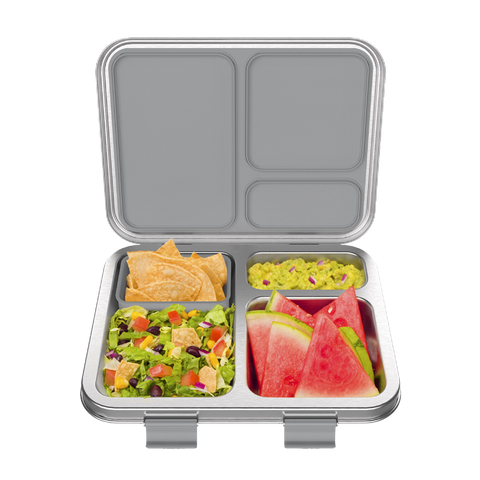 Kid's Stainless Steel Leak-Resistant Bento Lunch Box - Silver