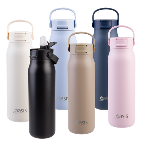Ceramic Lined Stainless Steel Double Wall Insulated 'Sorrento' Sipper Bottle 900ml