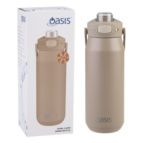 Ceramic Lined Stainless Steel Triple Wall Insulated 'Capri' Drink Bottle W/ Quick Release Lid 750ml