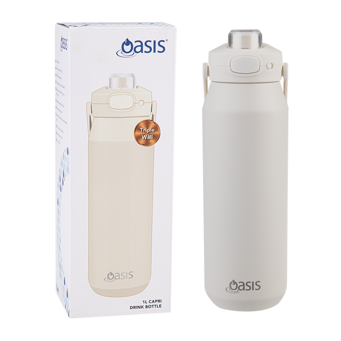 Ceramic Lined Stainless Steel Triple Wall Insulated 'Capri' Drink Bottle W/ Quick Release Lid 1l