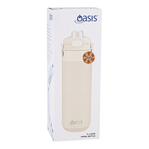 Ceramic Lined Stainless Steel Triple Wall Insulated 'Capri' Drink Bottle W/ Quick Release Lid 1l