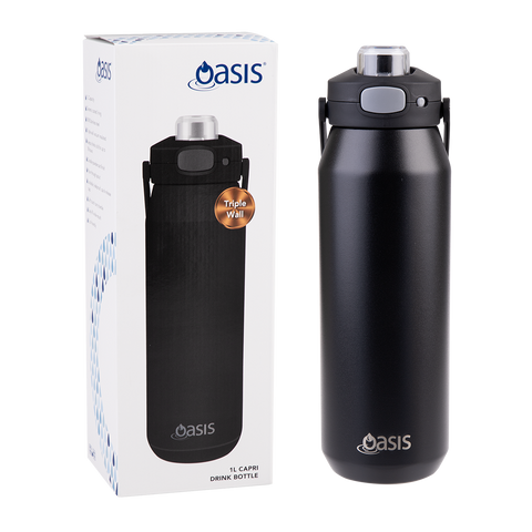Ceramic Lined Stainless Steel Triple Wall Insulated 'Capri' Drink Bottle W/ Quick Release Lid 1l