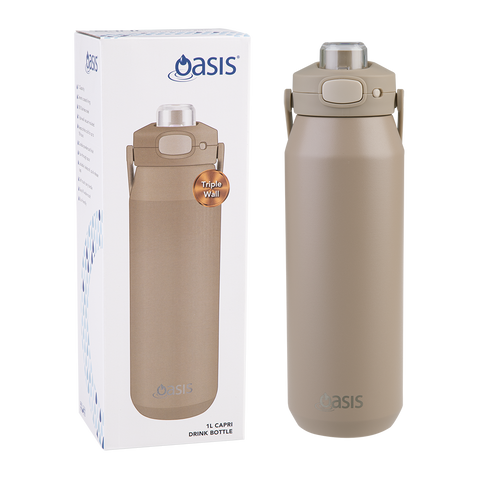 Ceramic Lined Stainless Steel Triple Wall Insulated 'Capri' Drink Bottle W/ Quick Release Lid 1l