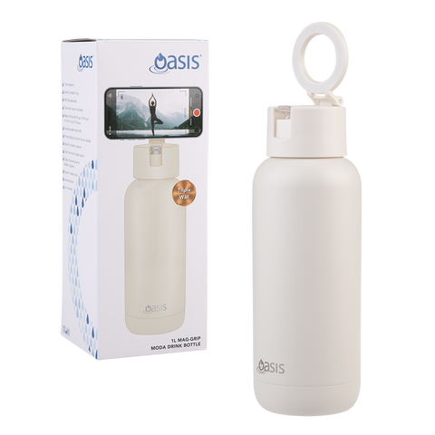 Mag-Grip Ceramic Lined Stainless Steel Triple Wall Insulated 'Moda' Drink Bottle 1l