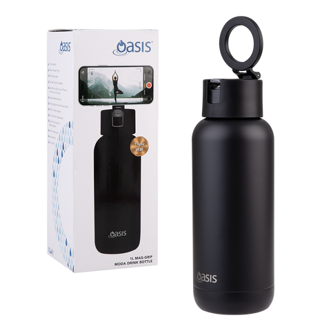 Mag-Grip Ceramic Lined Stainless Steel Triple Wall Insulated 'Moda' Drink Bottle 1l