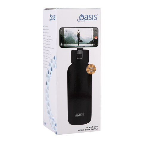 Mag-Grip Ceramic Lined Stainless Steel Triple Wall Insulated 'Moda' Drink Bottle 1l