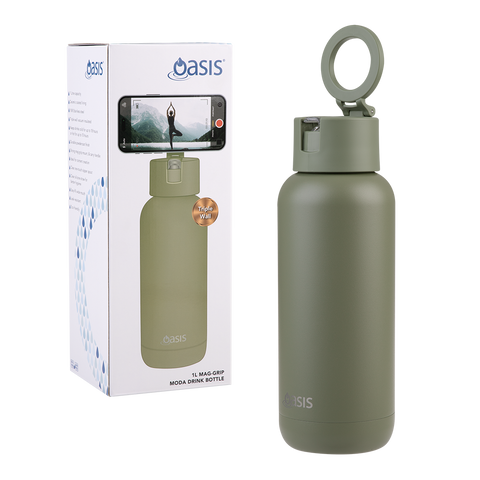 Mag-Grip Ceramic Lined Stainless Steel Triple Wall Insulated 'Moda' Drink Bottle 1l