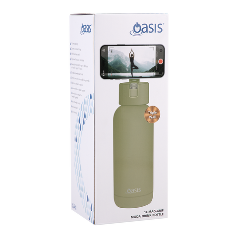 Mag-Grip Ceramic Lined Stainless Steel Triple Wall Insulated 'Moda' Drink Bottle 1l