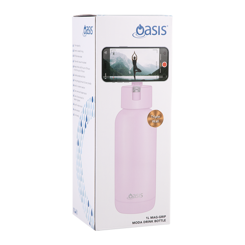 Mag-Grip Ceramic Lined Stainless Steel Triple Wall Insulated 'Moda' Drink Bottle 1l