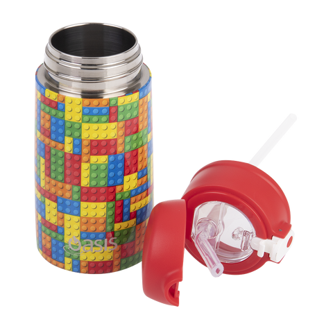 Stainless Steel Double Wall Insulated Kid's Drink Bottle W/ Sipper Straw 400ml