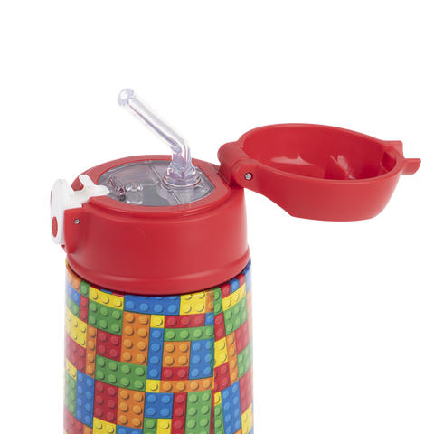 Stainless Steel Double Wall Insulated Kid's Drink Bottle W/ Sipper Straw 400ml