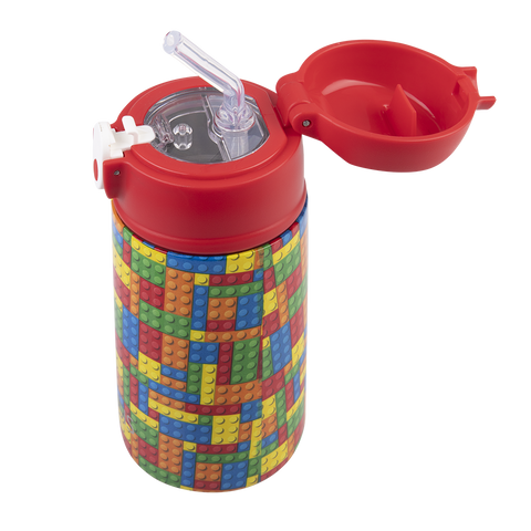 Stainless Steel Double Wall Insulated Kid's Drink Bottle W/ Sipper Straw 400ml