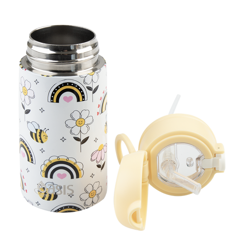 Stainless Steel Double Wall Insulated Kid's Drink Bottle W/ Sipper Straw 400ml