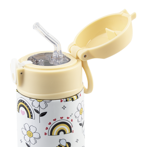 Stainless Steel Double Wall Insulated Kid's Drink Bottle W/ Sipper Straw 400ml
