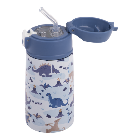 Stainless Steel Double Wall Insulated Kid's Drink Bottle W/ Sipper Straw 400ml