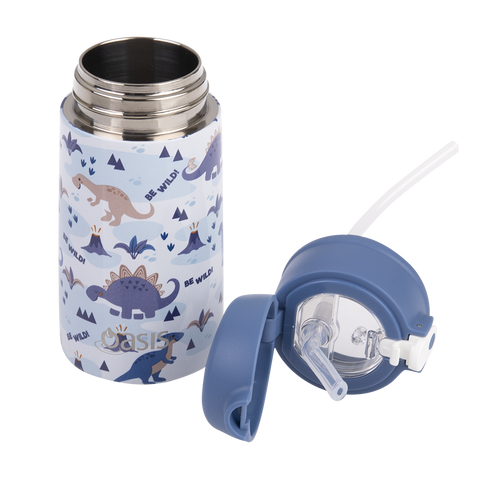 Stainless Steel Double Wall Insulated Kid's Drink Bottle W/ Sipper Straw 400ml
