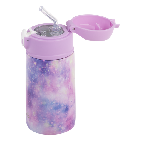 Stainless Steel Double Wall Insulated Kid's Drink Bottle W/ Sipper Straw 400ml