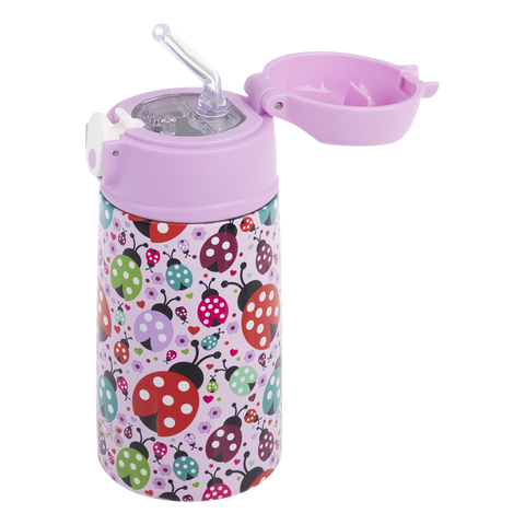 Stainless Steel Double Wall Insulated Kid's Drink Bottle W/ Sipper Straw 400ml