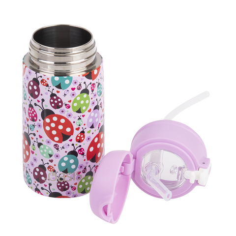 Stainless Steel Double Wall Insulated Kid's Drink Bottle W/ Sipper Straw 400ml
