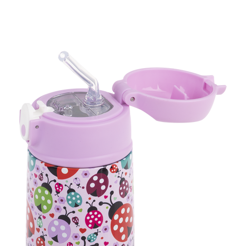 Stainless Steel Double Wall Insulated Kid's Drink Bottle W/ Sipper Straw 400ml