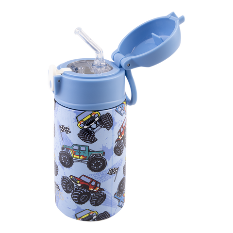 Stainless Steel Double Wall Insulated Kid's Drink Bottle W/ Sipper Straw 400ml
