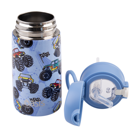 Stainless Steel Double Wall Insulated Kid's Drink Bottle W/ Sipper Straw 400ml