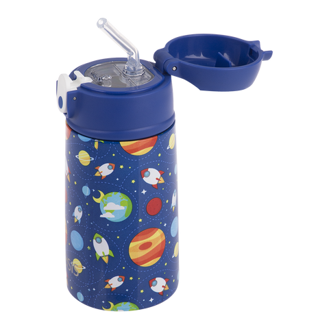 Stainless Steel Double Wall Insulated Kid's Drink Bottle W/ Sipper Straw 400ml