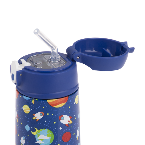 Stainless Steel Double Wall Insulated Kid's Drink Bottle W/ Sipper Straw 400ml