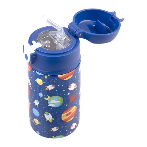 Stainless Steel Double Wall Insulated Kid's Drink Bottle W/ Sipper Straw 400ml