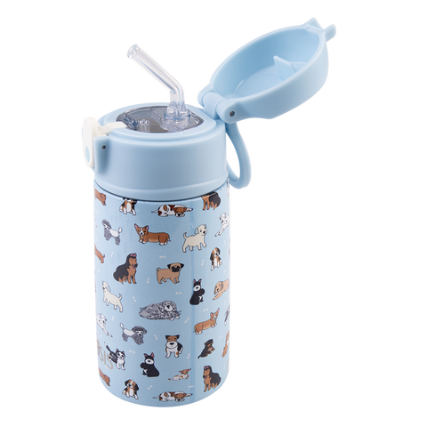Stainless Steel Double Wall Insulated Kid's Drink Bottle W/ Sipper Straw 400ml