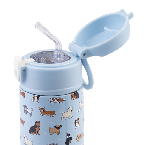 Stainless Steel Double Wall Insulated Kid's Drink Bottle W/ Sipper Straw 400ml