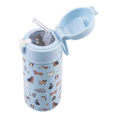 Stainless Steel Double Wall Insulated Kid's Drink Bottle W/ Sipper Straw 400ml