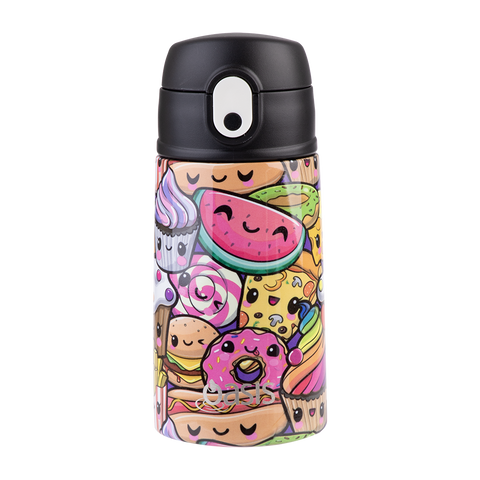 Stainless Steel Double Wall Insulated Kid's Drink Bottle W/ Sipper Straw 400ml