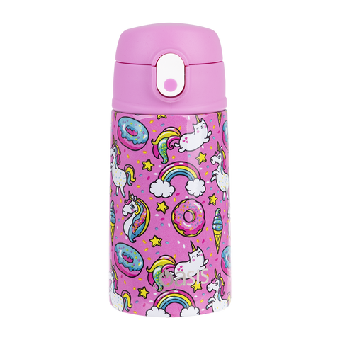 Stainless Steel Double Wall Insulated Kid's Drink Bottle W/ Sipper Straw 400ml