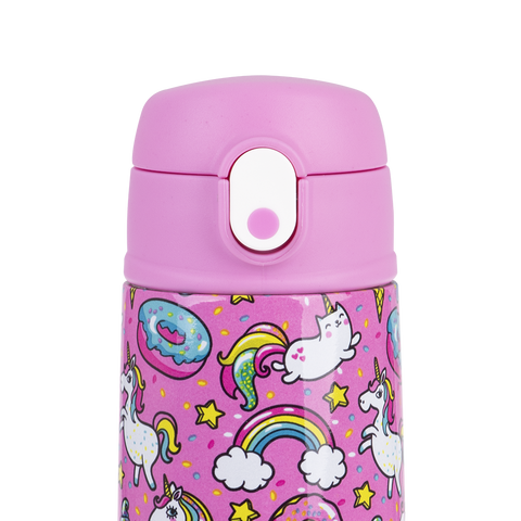 Stainless Steel Double Wall Insulated Kid's Drink Bottle W/ Sipper Straw 400ml