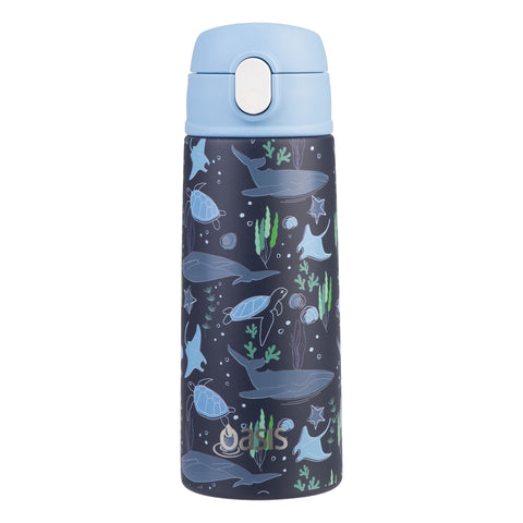 Stainless Steel Double Wall Insulated Kid's Drink Bottle with Sipper Straw 550ml