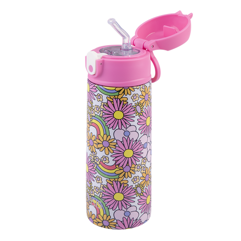 Stainless Steel Double Wall Insulated Kid's Drink Bottle W/ Sipper Straw 550ml