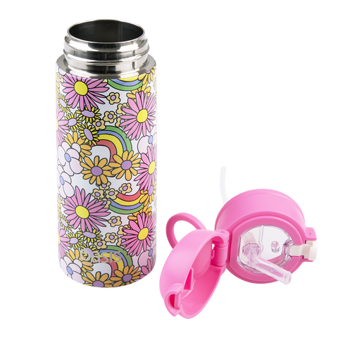 Stainless Steel Double Wall Insulated Kid's Drink Bottle W/ Sipper Straw 550ml