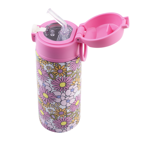Stainless Steel Double Wall Insulated Kid's Drink Bottle W/ Sipper Straw 550ml