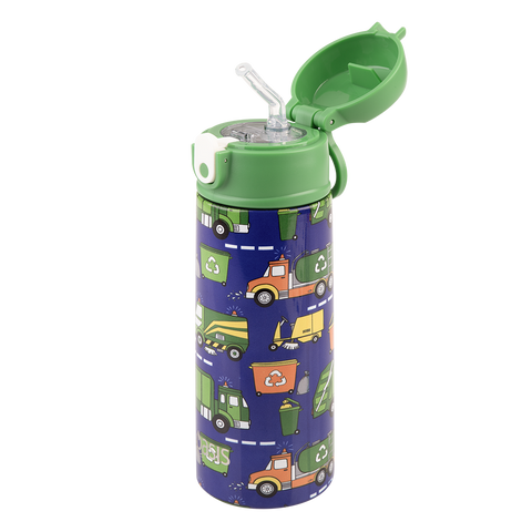 Stainless Steel Double Wall Insulated Kid's Drink Bottle W/ Sipper Straw 550ml