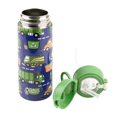 Stainless Steel Double Wall Insulated Kid's Drink Bottle W/ Sipper Straw 550ml