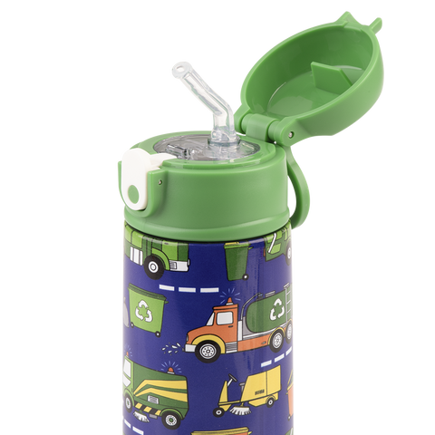 Stainless Steel Double Wall Insulated Kid's Drink Bottle W/ Sipper Straw 550ml