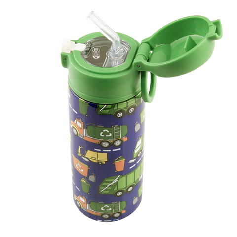 Stainless Steel Double Wall Insulated Kid's Drink Bottle W/ Sipper Straw 550ml