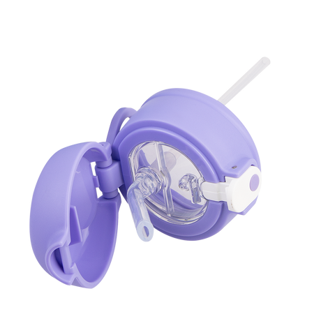 Stainless Steel Double Wall Insulated Kid's Drink Bottle W/ Sipper Straw 550ml