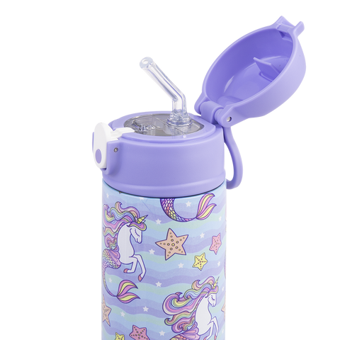 Stainless Steel Double Wall Insulated Kid's Drink Bottle W/ Sipper Straw 550ml