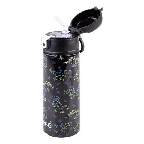 Stainless Steel Double Wall Insulated Kid's Drink Bottle W/ Sipper Straw 550ml