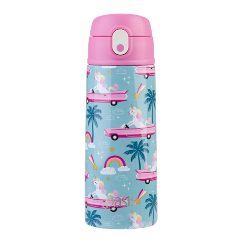 Stainless Steel Double Wall Insulated Kid's Drink Bottle W/ Sipper Straw 550ml