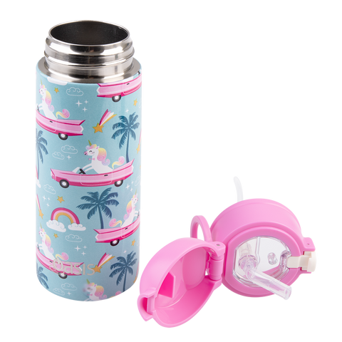 Stainless Steel Double Wall Insulated Kid's Drink Bottle W/ Sipper Straw 550ml